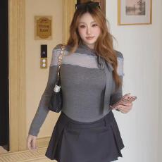 批发【莫代尔260克】京都甜梦蕾丝拼接针织衫女修身显瘦内搭上衣<b class='q'>秋</b>季
