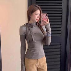 批发【莫代尔260克】京都甜梦蕾丝拼接针织衫女修身显瘦内搭上衣<b class='q'>秋</b>季