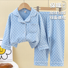 批发[黛琳芬]10码-XL码德绒儿童睡衣秋冬保暖男女印花<b class='q'>开衫</b>家居服146