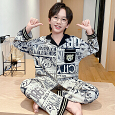 黛琳芬10码-XL码35款仿棉长袖儿童睡衣印花男女童装家居服148