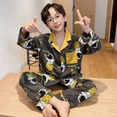 黛琳芬10码-XL码35款仿棉长袖儿童睡衣印花男女童装家居服148