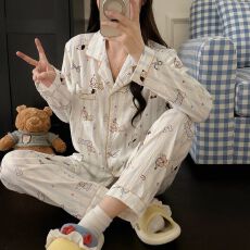 批发[黛琳芬]网图云朵棉甜美长袖<b class='q'>女士</b>睡衣套装春秋季家居服pajamas320