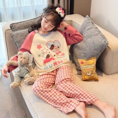 黛琳芬10码-XL码25款仿棉套头儿童睡衣印花男女童装家居服148