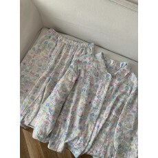 批发[黛琳芬]棉纱长袖<b class='q'>女士</b>睡衣套装方领春秋纯棉卡通家居服pajamas316