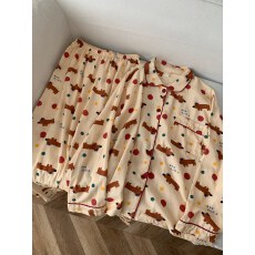 批发[黛琳芬]纯棉磨毛长袖<b class='q'>女士</b>睡衣套装春秋方领卡通家居服pajamas316