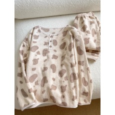 批发[黛琳芬]雪利绒长袖<b class='q'>女士</b>睡衣套装保暖秋冬日韩家居服pajamas330