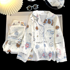 批发[黛琳芬]12码-XL码40款云朵棉卡通儿童睡衣印花男女童装家居服148