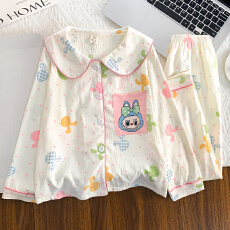 批发[黛琳芬]12码-XL码15款云朵棉卡通儿童睡衣印花娃娃领家居服148