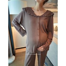 黛琳芬仿棉月子服长袖女士睡衣春秋韩系甜美家居服pajamas347