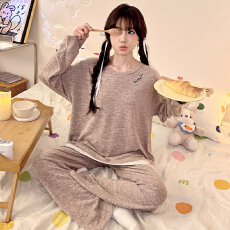 黛琳芬羊绒长袖长裤女士睡衣春秋季甜美两件套家居服pajamas340
