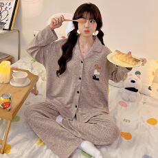 批发黛琳芬<b class='q'>羊绒</b>长袖长裤女士睡衣春秋季甜美两件套家居服pajamas340