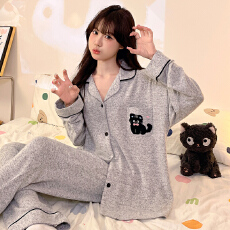 批发黛琳芬<b class='q'>羊绒</b>长袖长裤女士睡衣春秋季甜美两件套家居服pajamas340