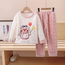 批发[黛琳芬]10码-22码6款麦穗绒提花儿童睡衣珊瑚绒男女童家居服119