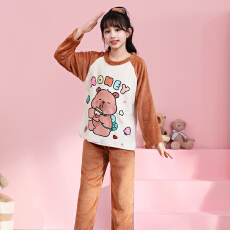 批发[黛琳芬]法兰绒女士睡衣套装翻领秋冬加厚可外穿家居服pajamas121