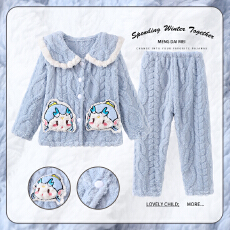 批发[黛琳芬]10码-22码18款长毛绒儿童<b class='q'>睡衣</b>秋冬保暖珊瑚绒家居服137