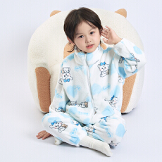 批发[黛琳芬]90码-160码拉链法兰绒儿童<b class='q'>睡衣</b>秋冬加厚男<b class='q'>女</b><b class='q'>童</b>家居服144