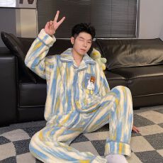 批发黛琳芬法兰绒加厚女士<b class='q'>睡衣</b>长毛绒秋冬季情侣款<b class='q'>家居服</b>pajamas358