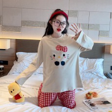 批发[黛琳芬]10码-XL码朵款款仿棉套头儿童<b class='q'>睡衣</b>印花男女<b class='q'>童装</b>家居服148