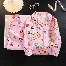 批发[黛琳芬]8码-18码云朵棉儿童<b class='q'>睡衣</b>薄款印花开衫女<b class='q'>童装</b>家居服151