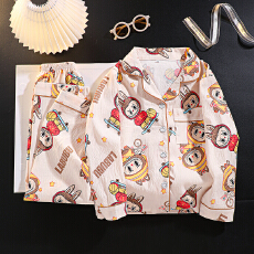 批发[黛琳芬]8码-18码云朵棉儿童<b class='q'>睡衣</b>薄款印花开衫女<b class='q'>童装</b>家居服151