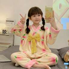 批发[黛琳芬]8码-18码法兰绒棉<b class='q'>儿童</b><b class='q'>睡衣</b>秋冬日系保暖女童装家居服152