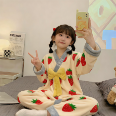 批发[黛琳芬]8码-18码法兰绒棉<b class='q'>儿童</b><b class='q'>睡衣</b>秋冬日系保暖女童装家居服152