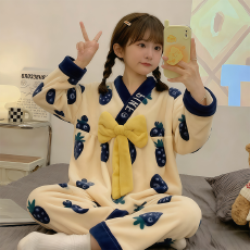 批发[黛琳芬]8码-18码法兰绒棉<b class='q'>儿童</b><b class='q'>睡衣</b>秋冬日系保暖女童装家居服152