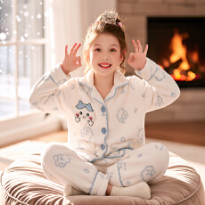 批发[黛琳芬]12-XL码法兰绒<b class='q'>儿童</b><b class='q'>睡衣</b>长毛绒开衫秋冬男女童家居服154