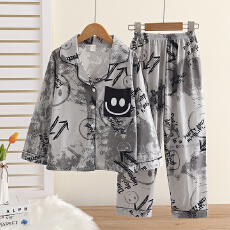 批发[黛琳芬]10码-XL码仿棉<b class='q'>儿童</b>印花<b class='q'>睡衣</b>柔软开衫秋冬男女童家居服155