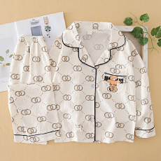 批发[黛琳芬]10码-XL码仿棉<b class='q'>儿童</b>印花<b class='q'>睡衣</b>柔软开衫秋冬男女童家居服155