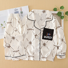 批发[黛琳芬]10码-XL码仿棉<b class='q'>儿童</b>印花<b class='q'>睡衣</b>柔软开衫秋冬男女童家居服155