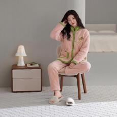 批发[黛琳芬]三层夹棉加绒加厚棉袄女士家居服保暖家居服pajamas363