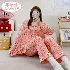 批发[黛琳芬]40款华尔棉长袖长裤<b class='q'>女</b>士<b class='q'>睡衣</b>卡通薄款家居服pajamas370