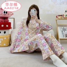 批发[黛琳芬]40款华尔棉长袖长裤<b class='q'>女</b>士<b class='q'>睡衣</b>卡通薄款家居服pajamas370