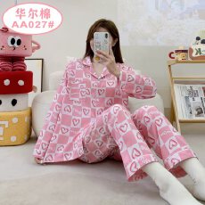 批发[黛琳芬]40款华尔棉长袖长裤<b class='q'>女</b>士<b class='q'>睡衣</b>卡通薄款家居服pajamas370