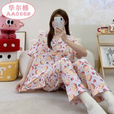 批发[黛琳芬]40款华尔棉短袖长裤<b class='q'>女</b>士<b class='q'>睡衣</b>卡通薄款家居服pajamas370