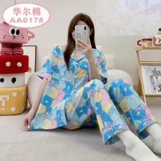批发[黛琳芬]40款华尔棉短袖长裤<b class='q'>女</b>士<b class='q'>睡衣</b>卡通薄款家居服pajamas370