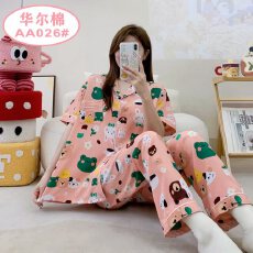 批发[黛琳芬]40款华尔棉短袖长裤<b class='q'>女</b>士<b class='q'>睡衣</b>卡通薄款家居服pajamas370