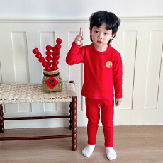 批发[黛琳芬]90-160码红色德绒保暖内衣儿童睡衣男女孩家居服157