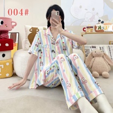 黛琳芬60款云朵棉短袖长裤女士睡衣卡通薄款家居服pajamas371