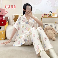 黛琳芬60款云朵棉短袖长裤女士睡衣卡通薄款家居服pajamas371