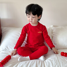 批发黛琳黛琳芬90-160码红色德绒保暖内衣儿童睡衣男女孩家居服159
