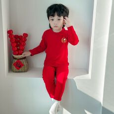 批发黛琳黛琳芬90-160码红色德绒保暖内衣儿童睡衣男女孩家居服159