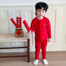 批发黛琳黛琳芬90-160码红色德绒保暖内衣儿童睡衣男女孩家居服159