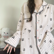 黛琳芬网图云朵棉长袖女士睡衣春秋印花韩系家居服pajamas370