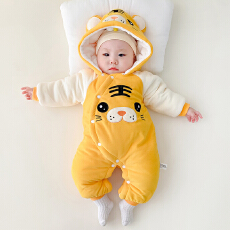 批发黛琳芬59-90码秋季婴幼<b class='q'>儿童</b>睡衣绒面加绒棉哈衣拜年满月加厚161