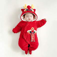 批发黛琳芬59-90码秋季婴幼<b class='q'>儿童</b>睡衣绒面加绒棉哈衣拜年满月加厚161