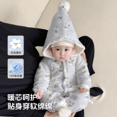 批发黛琳芬59-90码秋季婴幼<b class='q'>儿童</b>睡衣绒面加绒棉哈衣拜年满月加厚161