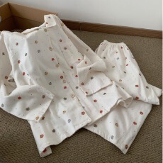 黛琳芬磨毛纯棉长袖女士睡衣套装春秋印花韩系家居服pajamas374