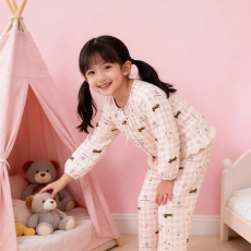 批发黛琳芬8码-L码云朵棉<b class='q'>儿童</b>睡衣薄款印花圆领套头女童装家居服164